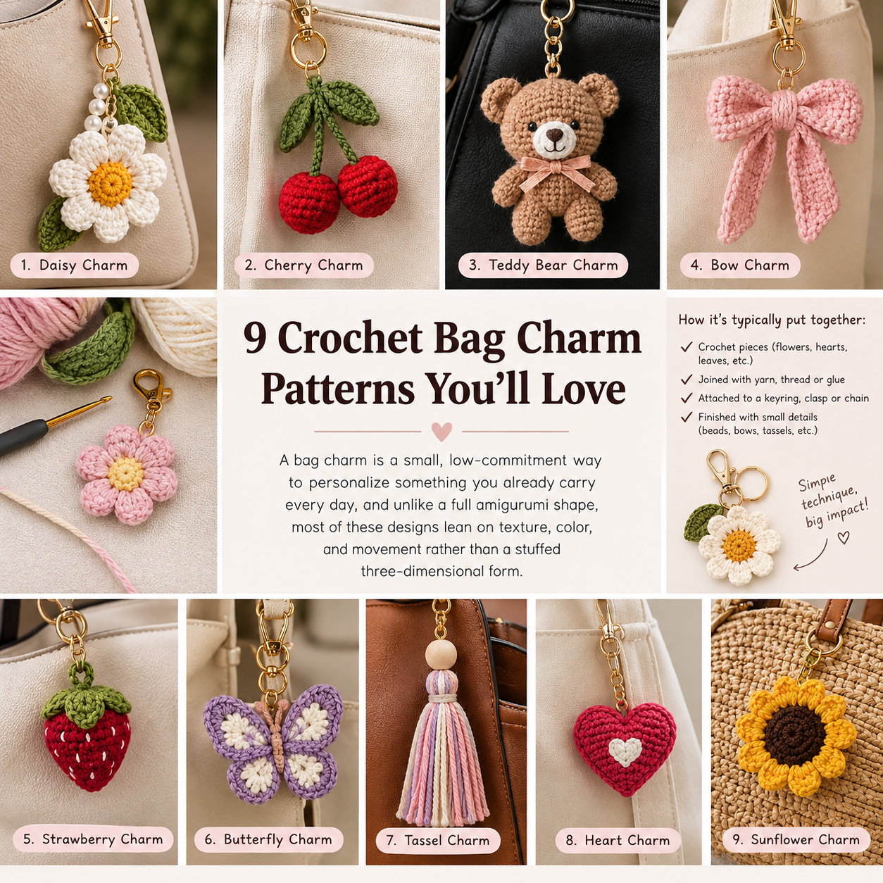 9 Crochet Bag Charm Patterns You'll Love